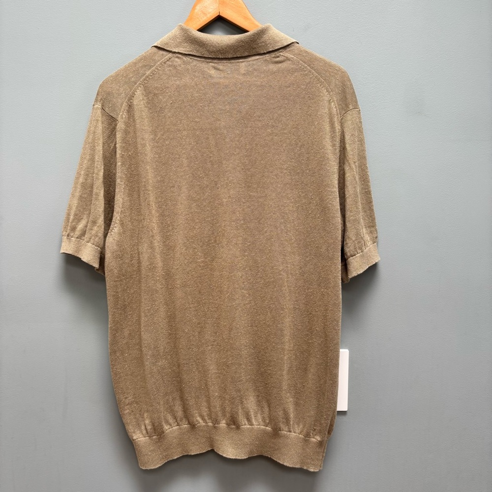SOLD! Buck Mason Italian Slub Linen Knit Patch Pocket Polo Short Sleeves L - Picture 8 of 9